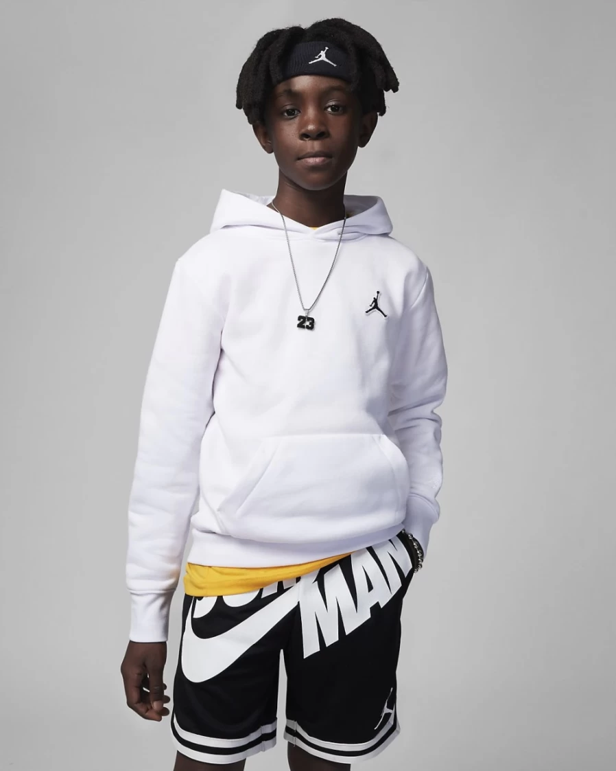 Nike Jordan Boys' White Pullover Hoodie - Big Kids' Sweatshirt