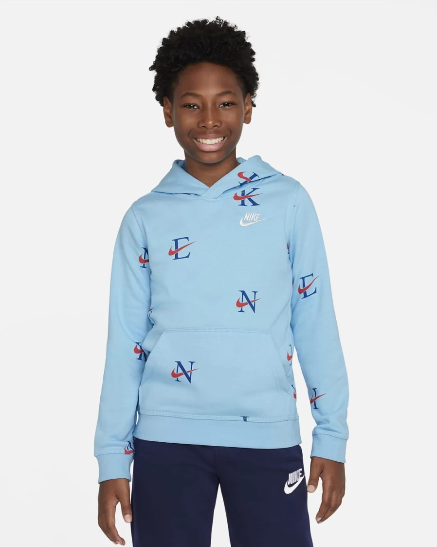 Nike Boys' Blue Chill Hoodie - Sportswear Club Big Kids' Pullover