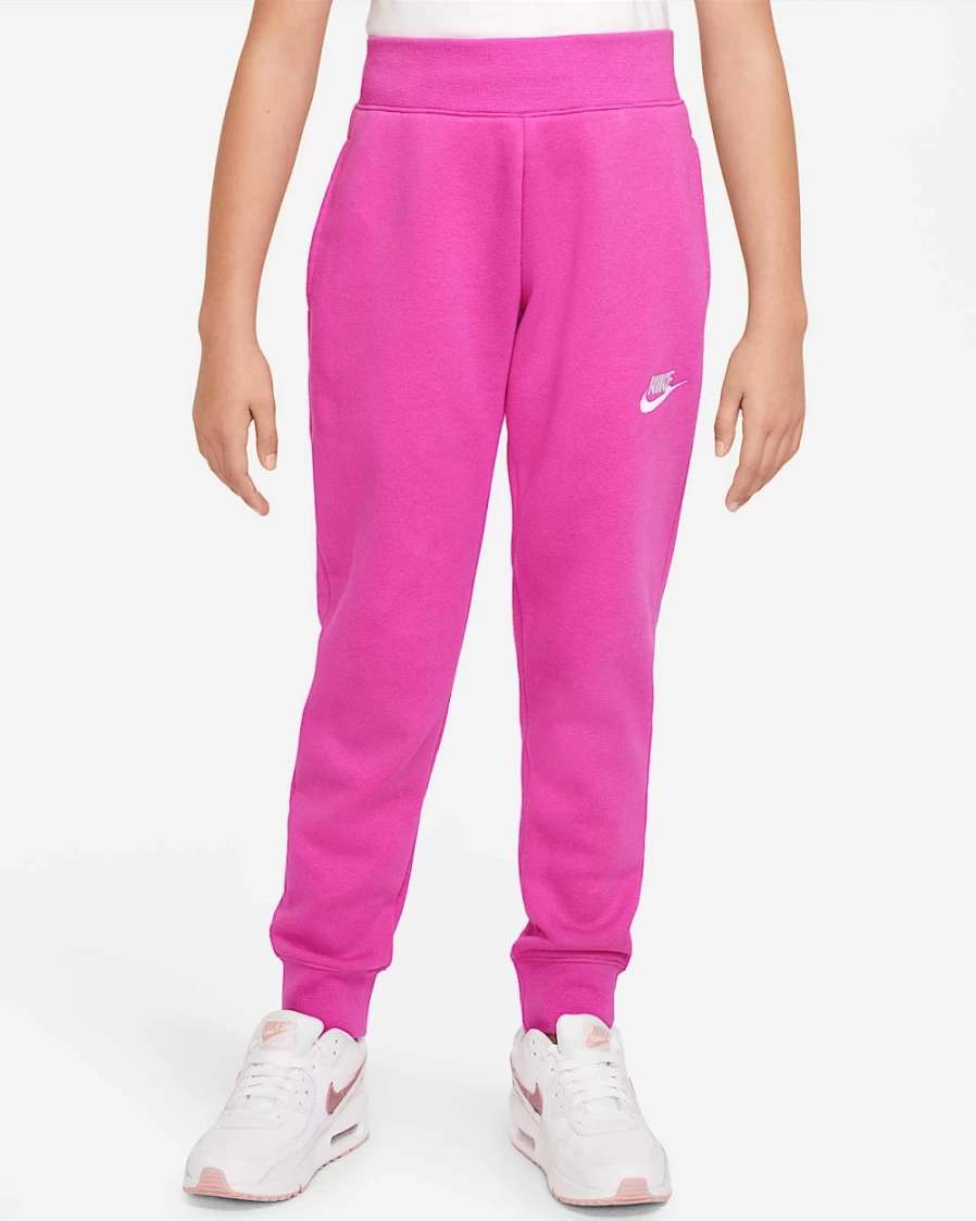 Nike Sportswear Club Fleece Big Kids' Pants for Girls - Active Fuchsia/White