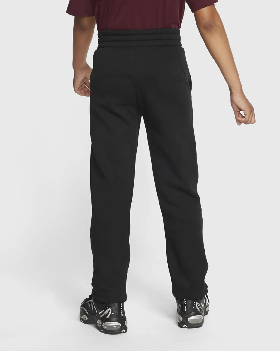 Nike Boys' Sportswear Club Fleece Sweatpants - Black/White Open-Hem Casual Pants for Kids