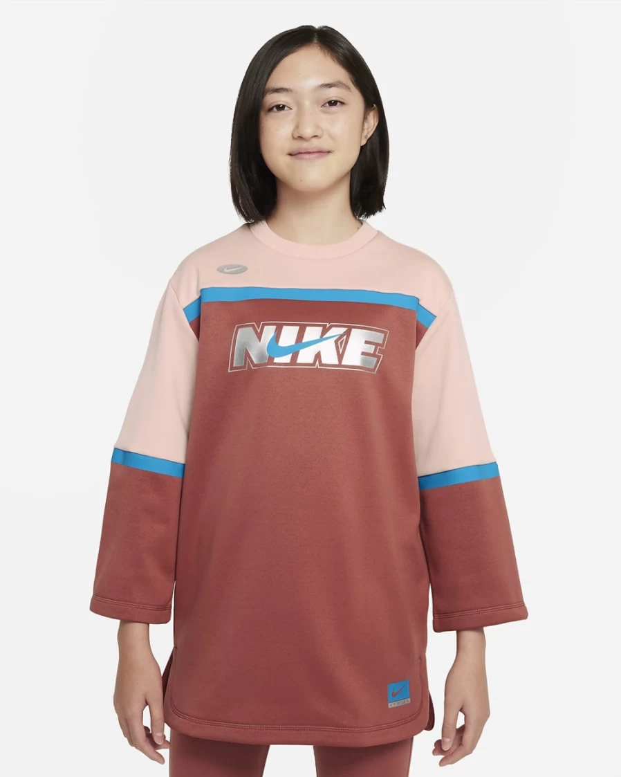 Nike Therma-FIT Icon Clash Girls' Top - Canyon Rust/Arctic Orange/Laser Blue - Big Kids' Athletic Wear