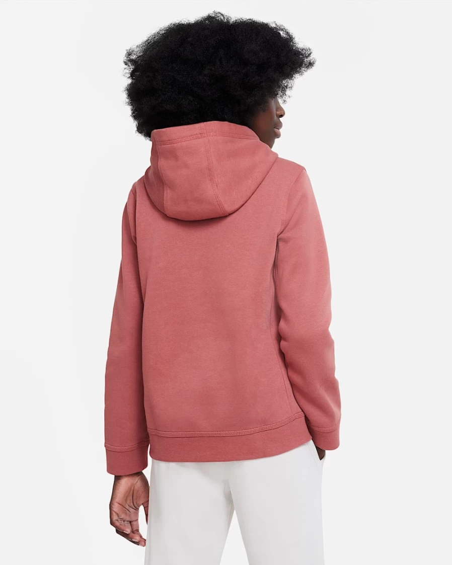 Nike Boys' Canyon Rust & White Pullover Hoodie - Sportswear Club Big Kids' Fleece Sweatshirt