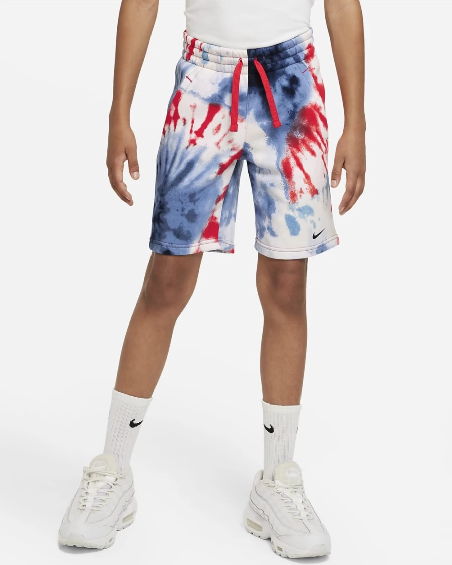 Nike Boys' Habanero Red Tie-Dye Sportswear Club Shorts for Big Kids