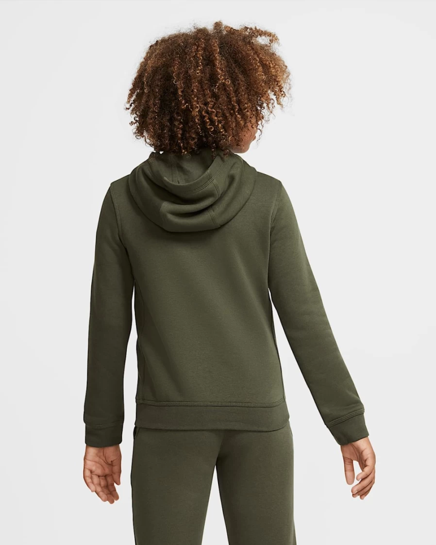 Nike Boys' Cargo Khaki & White Pullover Hoodie - Sportswear Club Fleece Big Kids' Sweatshirt