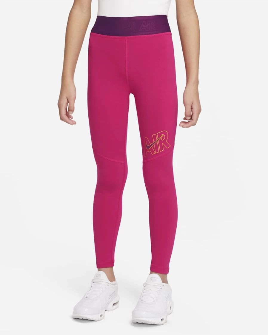 Nike Air Essentials Big Kids' Leggings for Girls - Rush Pink, Sangria, Dark Sulfur Colors
