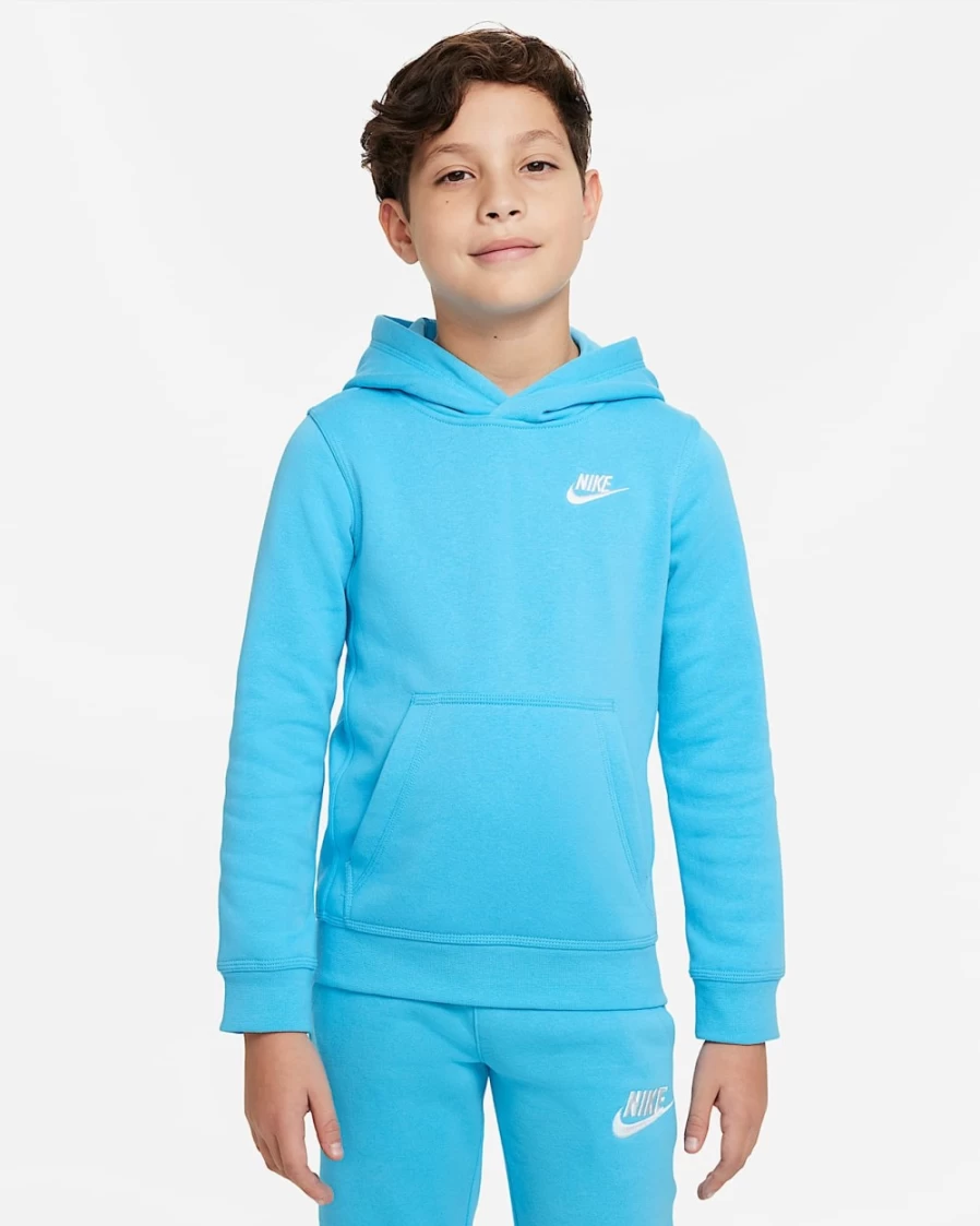 Nike Boys' Baltic Blue & White Club Sportswear Pullover Hoodie for Big Kids