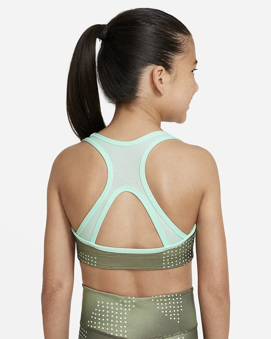 Nike Swoosh Reversible Sports Bra for Girls - Mint Foam, Medium Olive, Alligator, White Colors